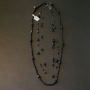 Icing Jet Black & Silver-tone 3-Necklace Set. Wear together or singles!